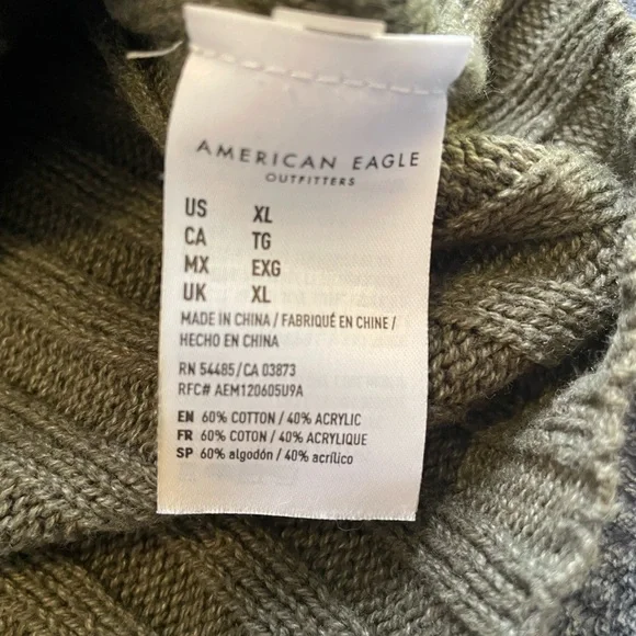 American Eagle Outfitters Ribbed Crew Neck Sweater - Olive - Picture 3 of 3